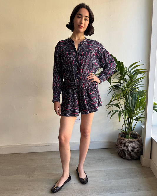 Purple Ikat Playsuit ~ Size 8