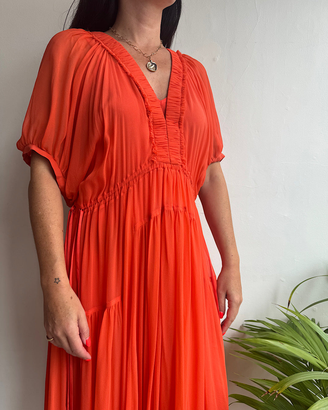 La Ligne Orange Silk Dress ~ Size S