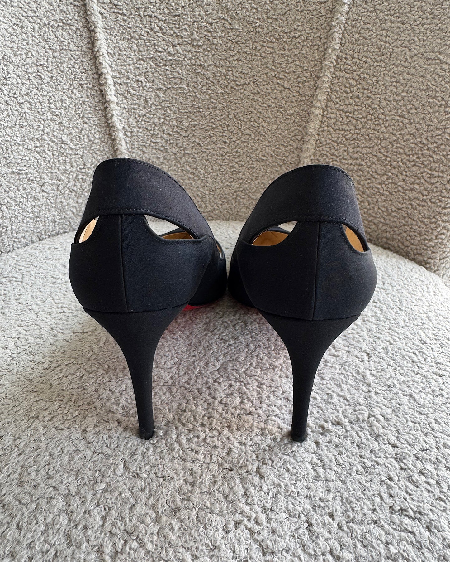 Black Satin Heels ~ Size 7.5