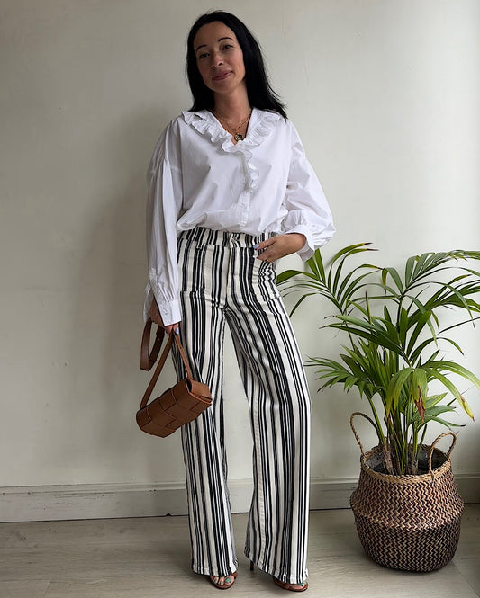 White Romantic Frill Shirt ~ Size S