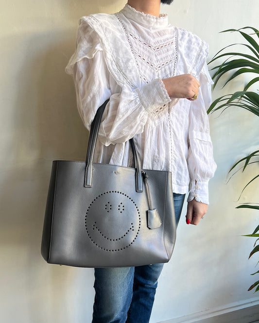 SALE - Grey Leather Tote