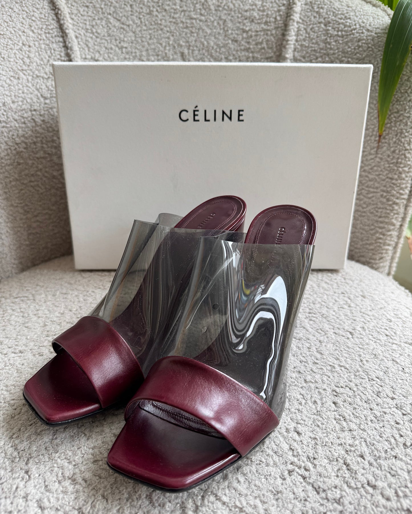 Burgundy & Perspex Heels ~ Size 4