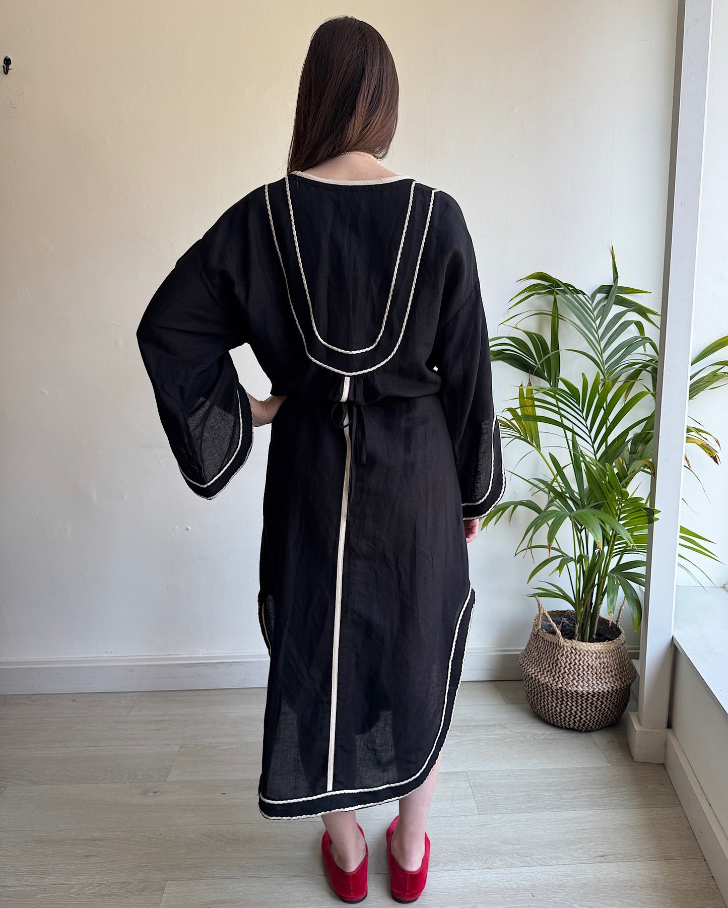 SALE Black Linen Dress ~ Size L