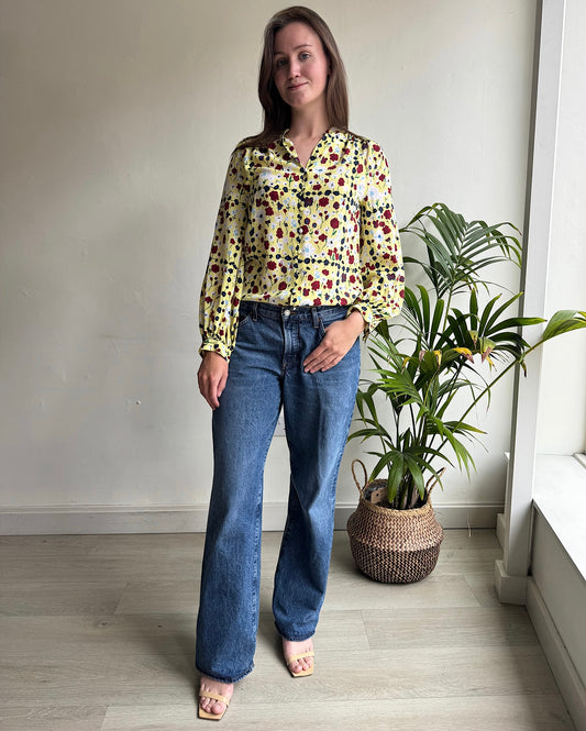 SALE Yellow Floral Blouse ~ Size XS