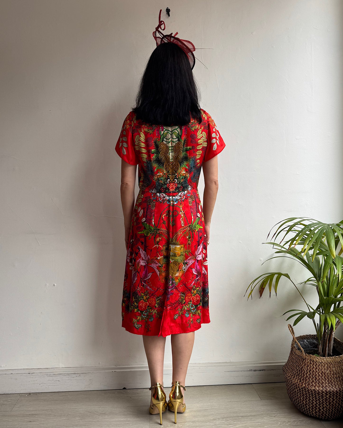 Etro Red Patterned Silk Dress ~ Size 8