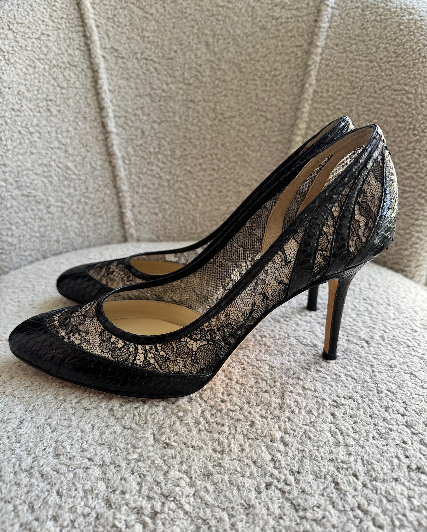 Snakeskin & Lace Heels ~ Size 7.5