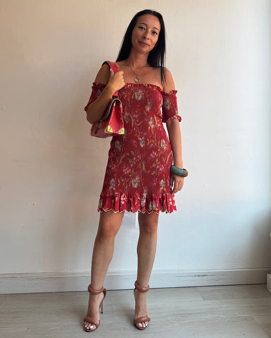 Zimmermann Red Floral Mini Dress ~ Size 8
