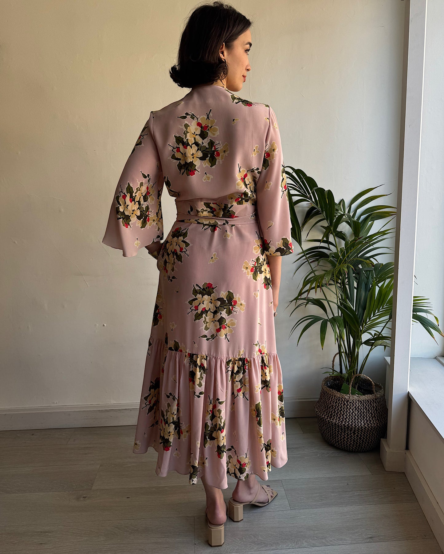 SALE Pink Floral Wrap Dress ~ Size 14