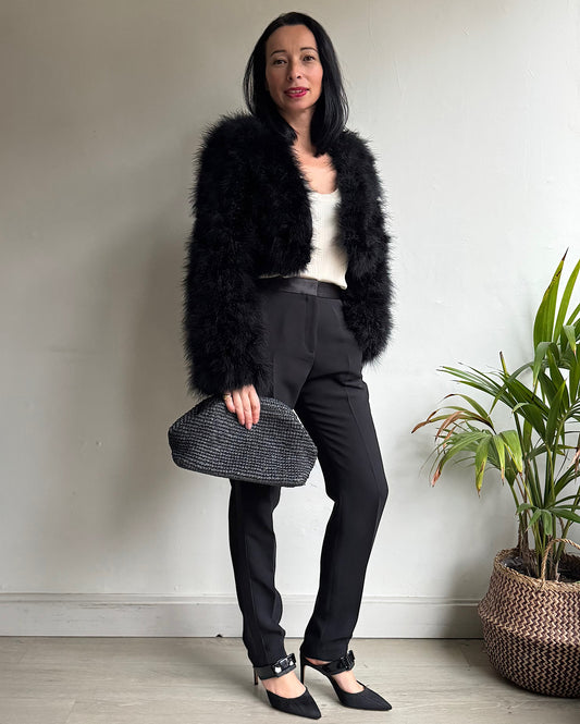 Black Faux Fur Jacket ~ Size S