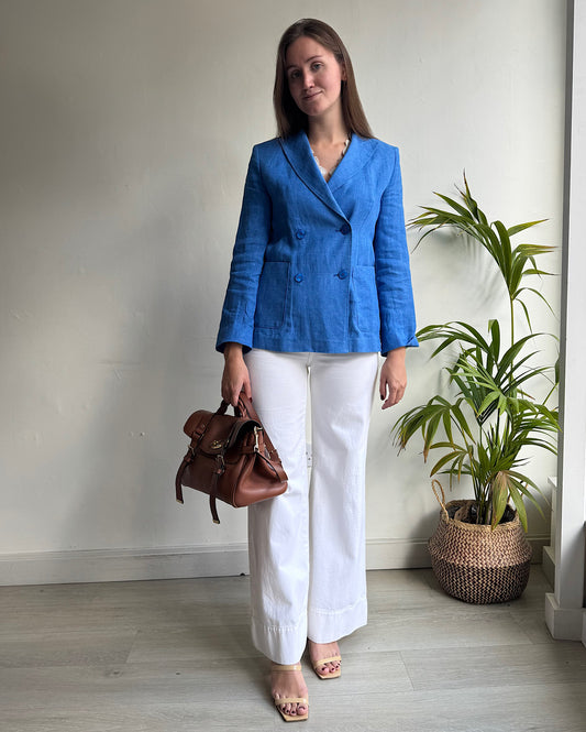 Blue Linen jacket ~ Size 8