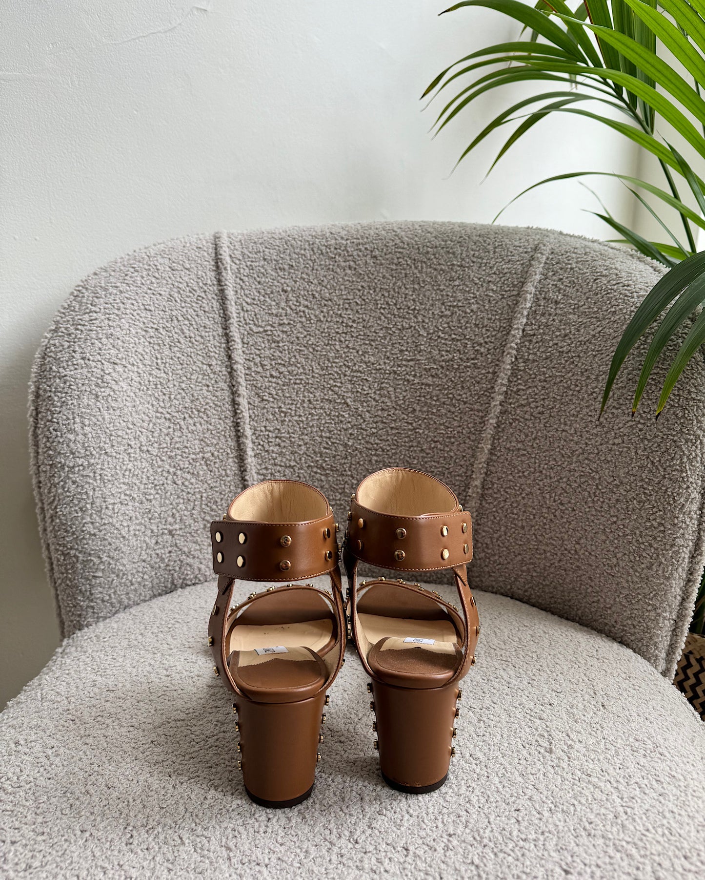 Brown Leather Studded Heels ~ Size 5