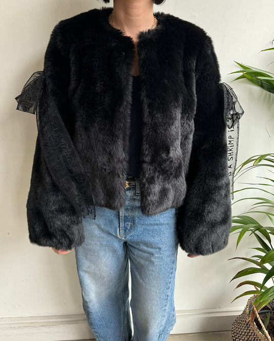 Black Faux Fur Coat ~ Size 10
