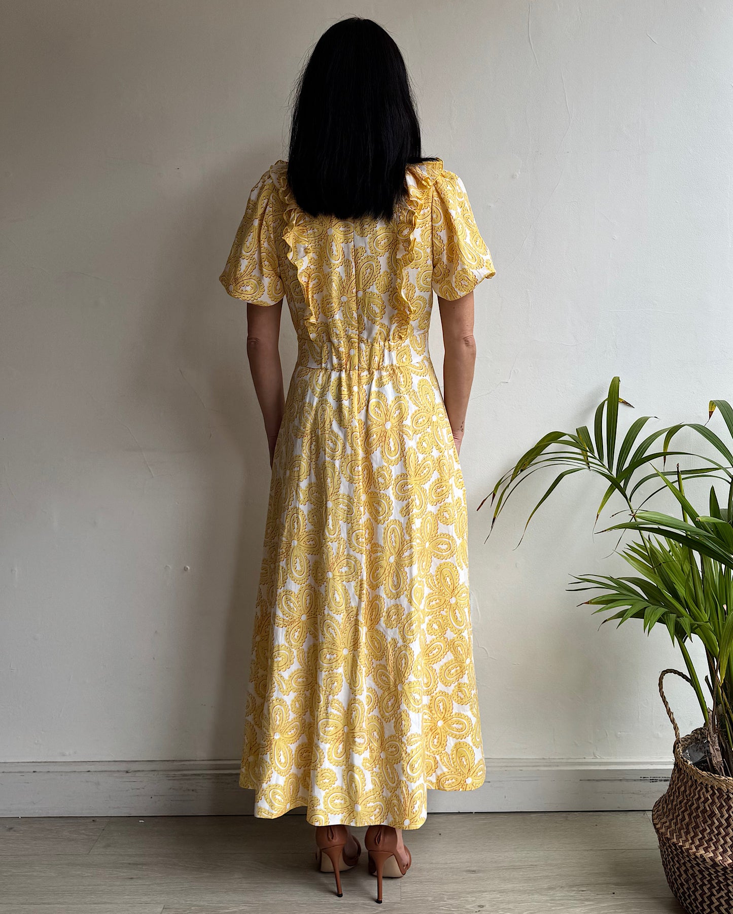 Me and Em Yellow Patterned Dress ~ Size 8