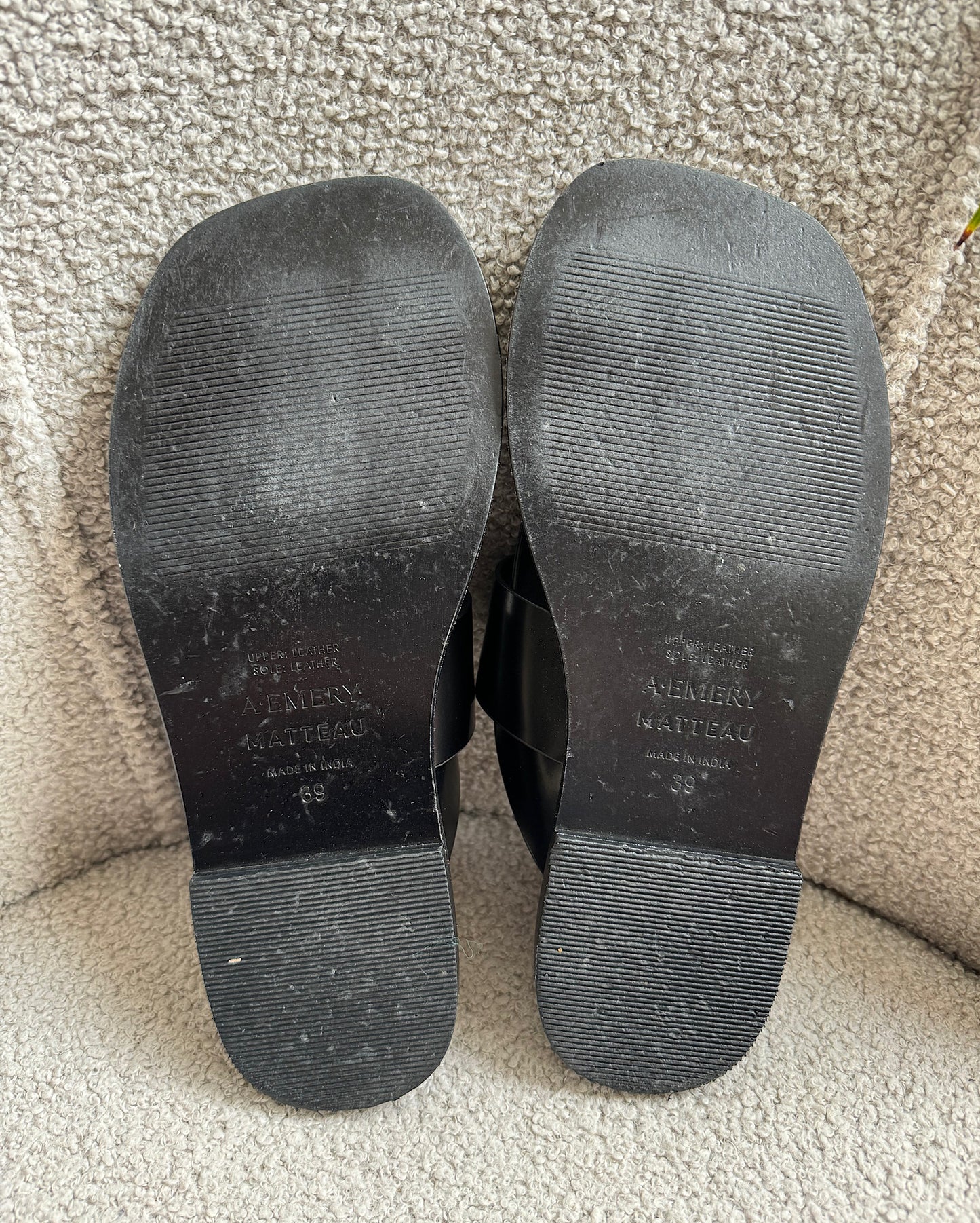 Black Leather Sandals ~ Size 6