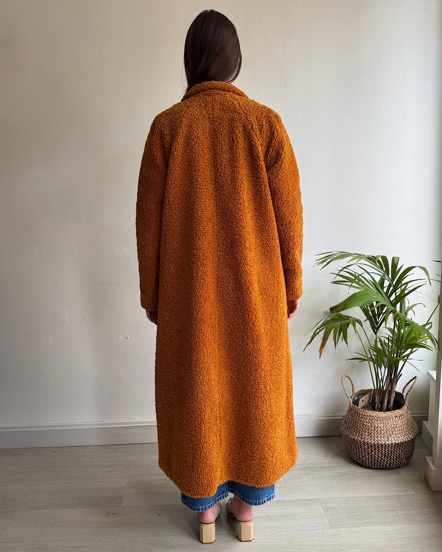 Rusty Orange Faux Shearling Coat ~ Size S