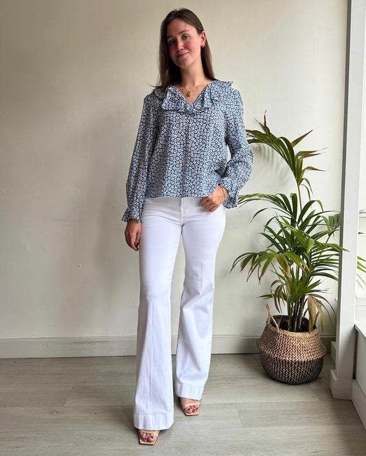 Blue Floral Top ~ Size M