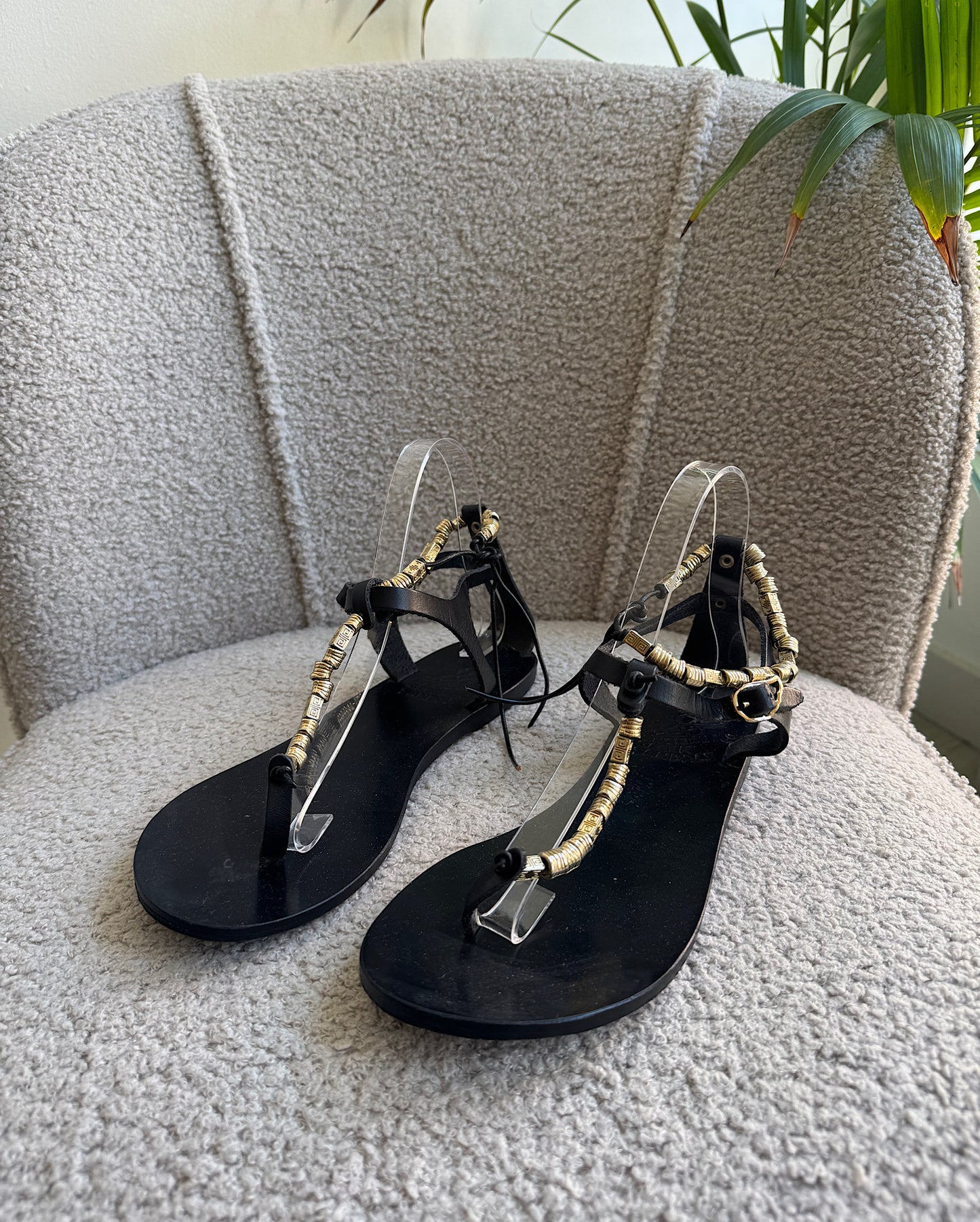 Black & Gold Sandals ~ Size 6