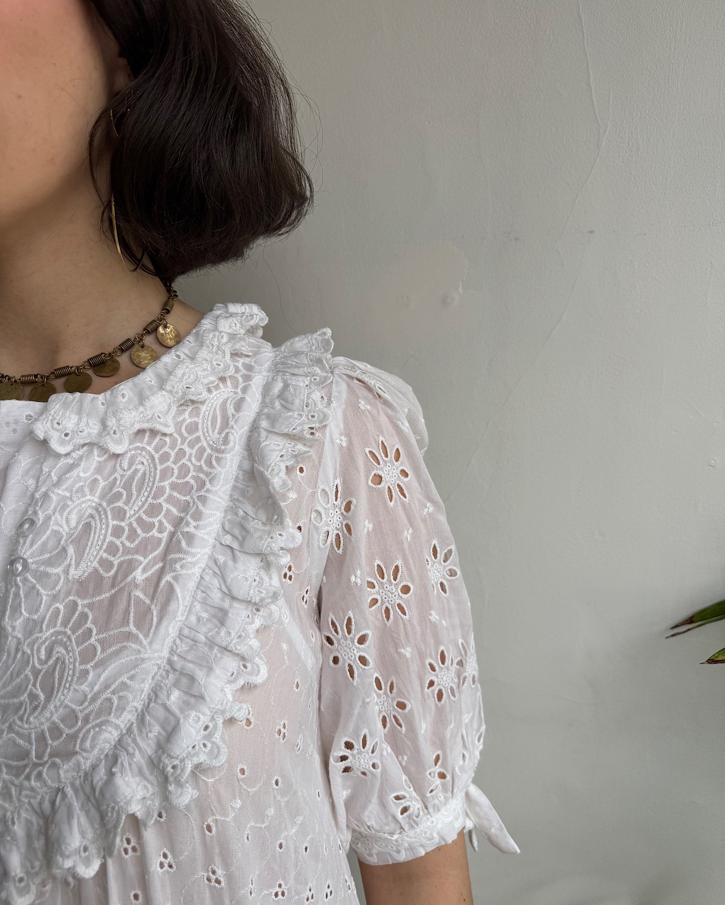 White Broderie Dress ~ Size M