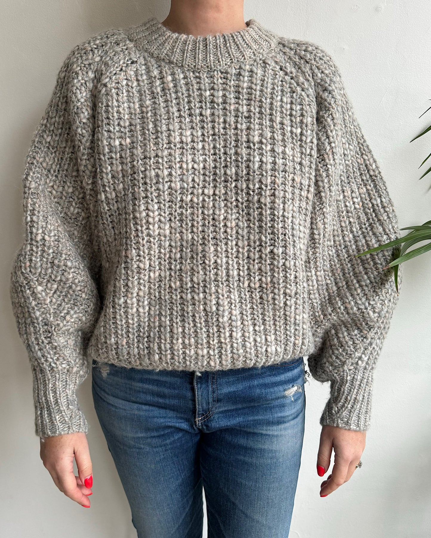 Grey Knitted Jumper ~ Size S