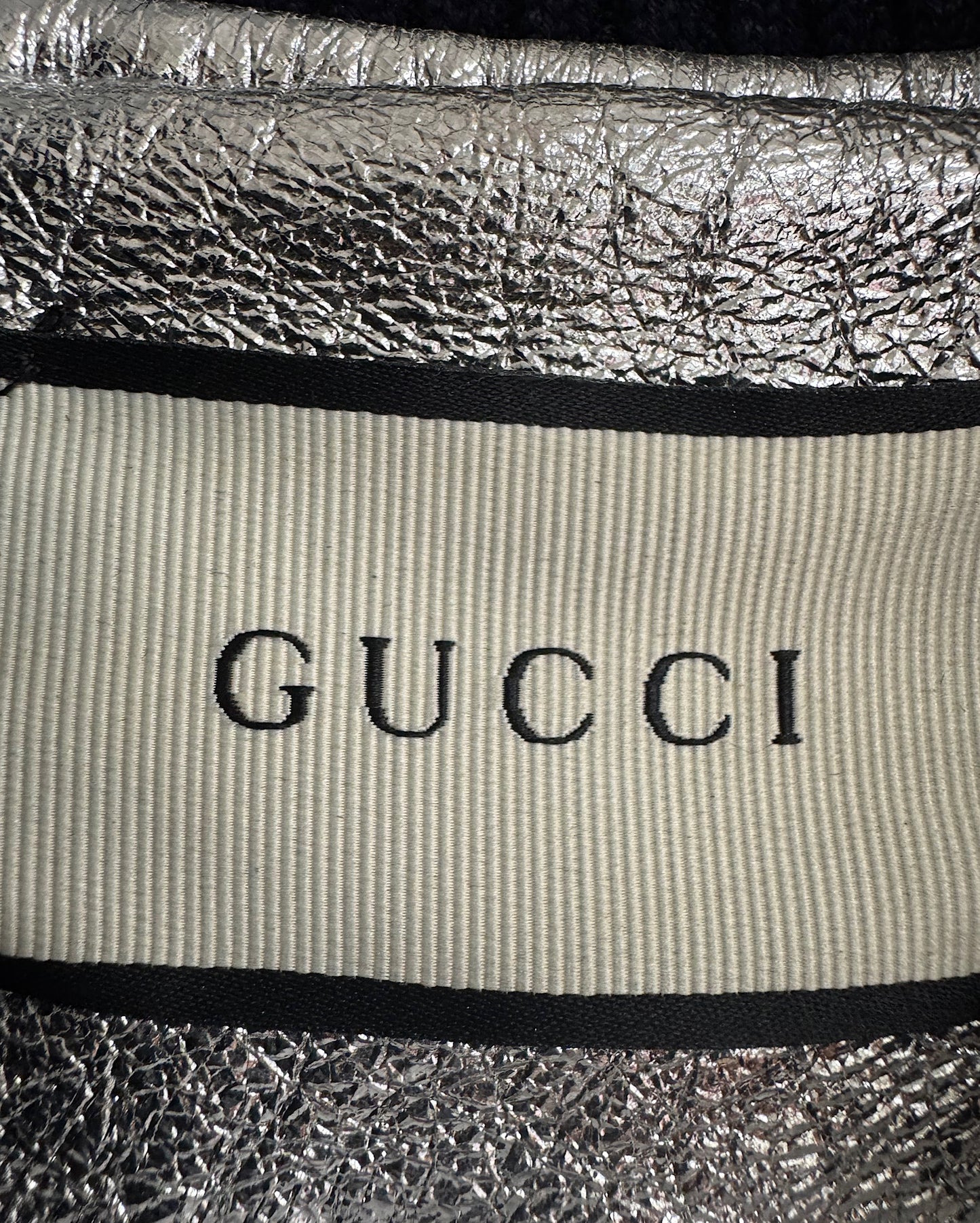 Silver Leather Bomber Jacket ~ Size 8