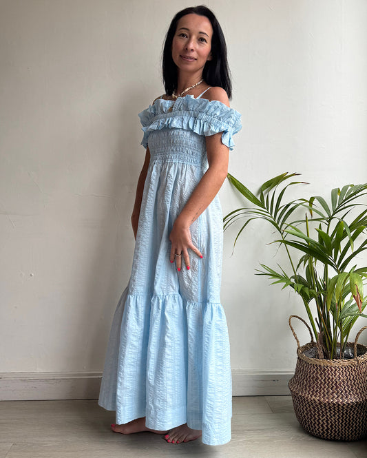 Blue Ruffle Dress ~ Size 8