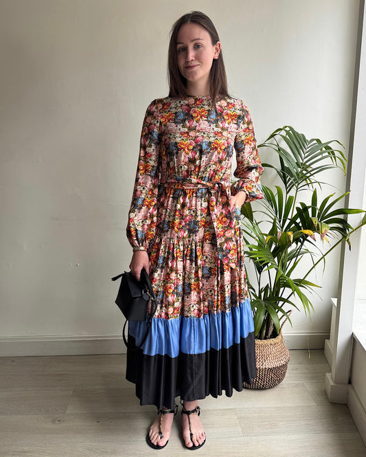 Floral Silk Dress ~ Size 10