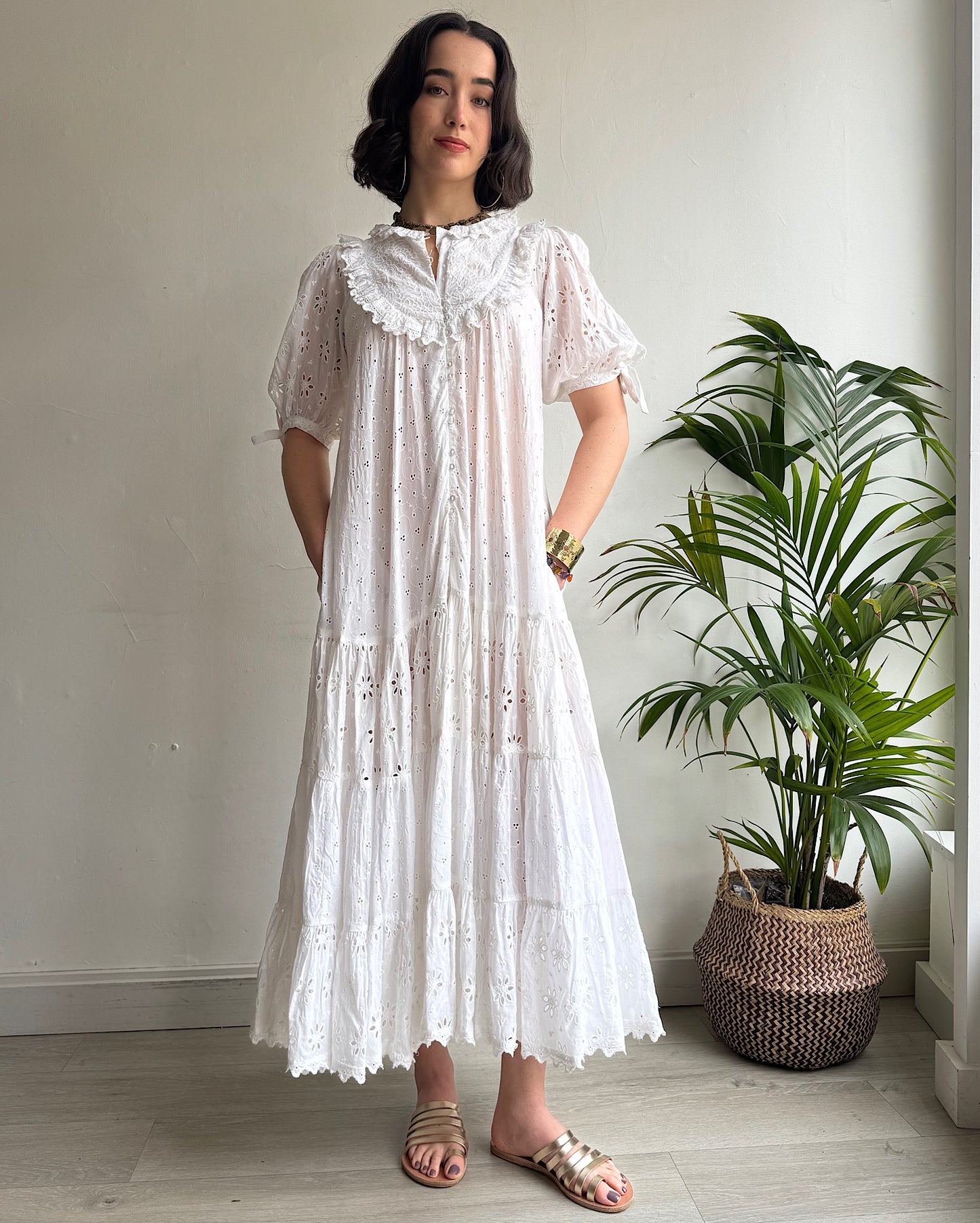 White Broderie Dress ~ Size M