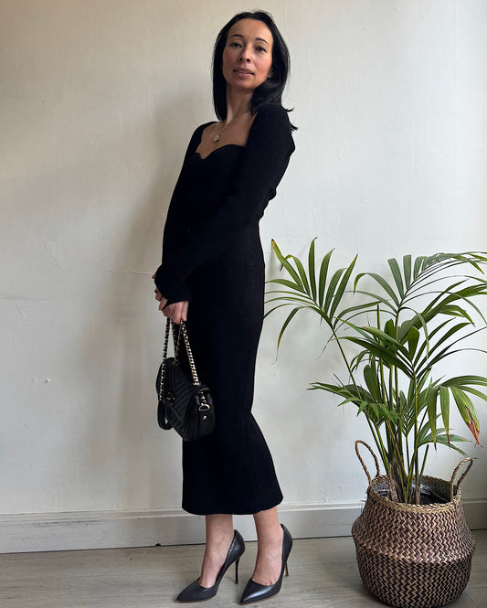 Beth Ribbed Knit Midi Dress ~ Size S