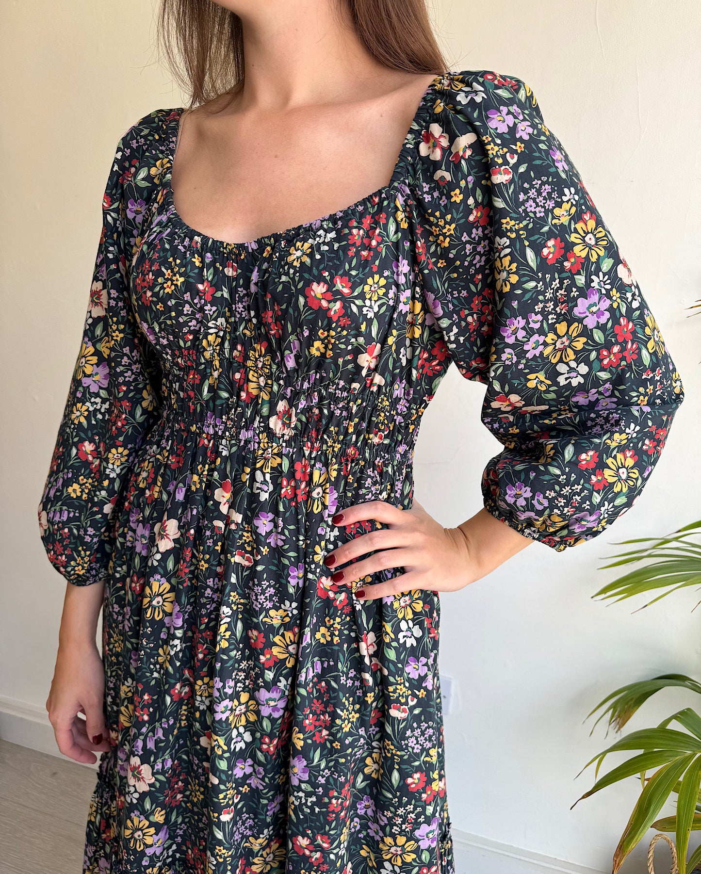 Navy Floral Dress ~ Size XS
