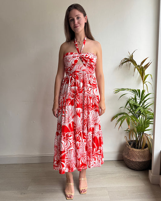 SALE Red and White Patterned Dress ~ Size 12