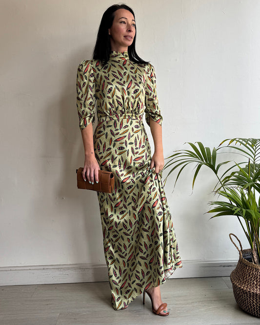 Saloni Green Silk Maxi Dress ~ Size 8