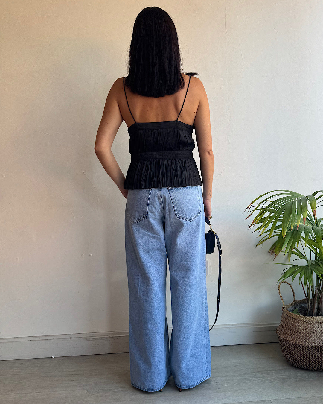 Ulla Johnson Black Silky Camisole With Key Hole ~ Size 8