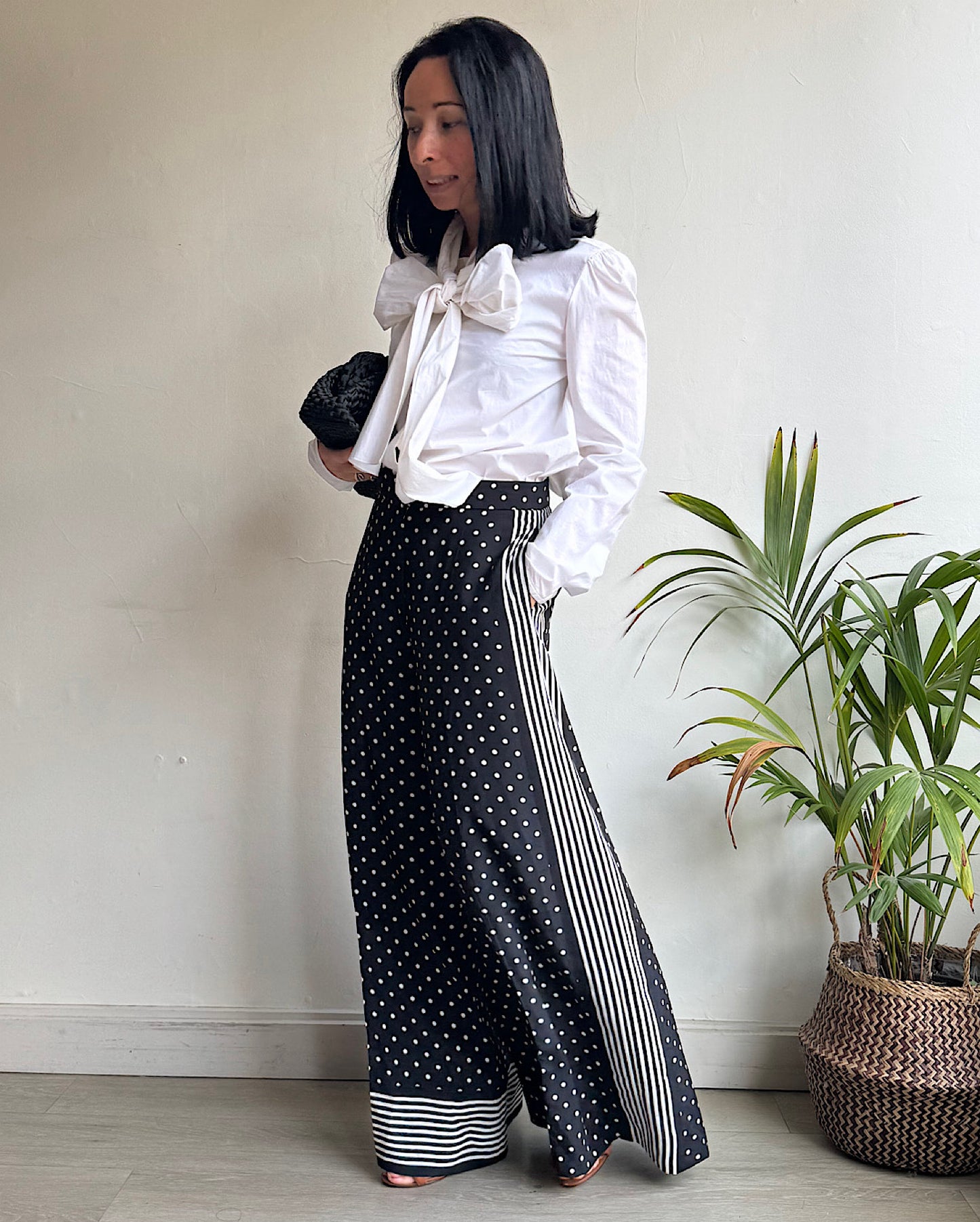Monochrome Silk Trousers ~ Size 8/10