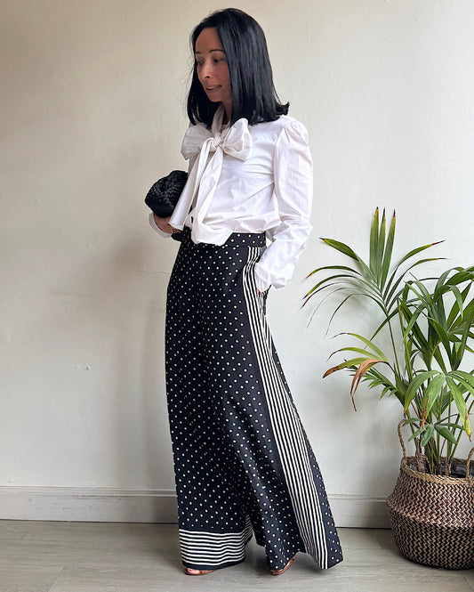 Monochrome Silk Trousers ~ Size 8/10