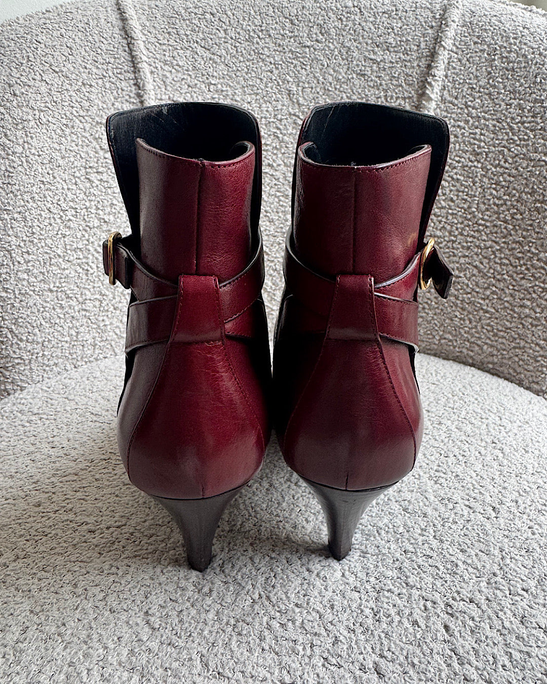 Celine Burgundy Ankle Boots ~ Size 6.5