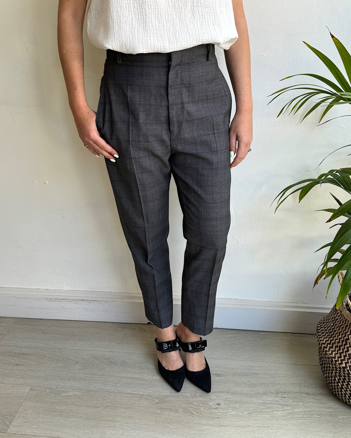 Grey Check Trousers ~ Size 8