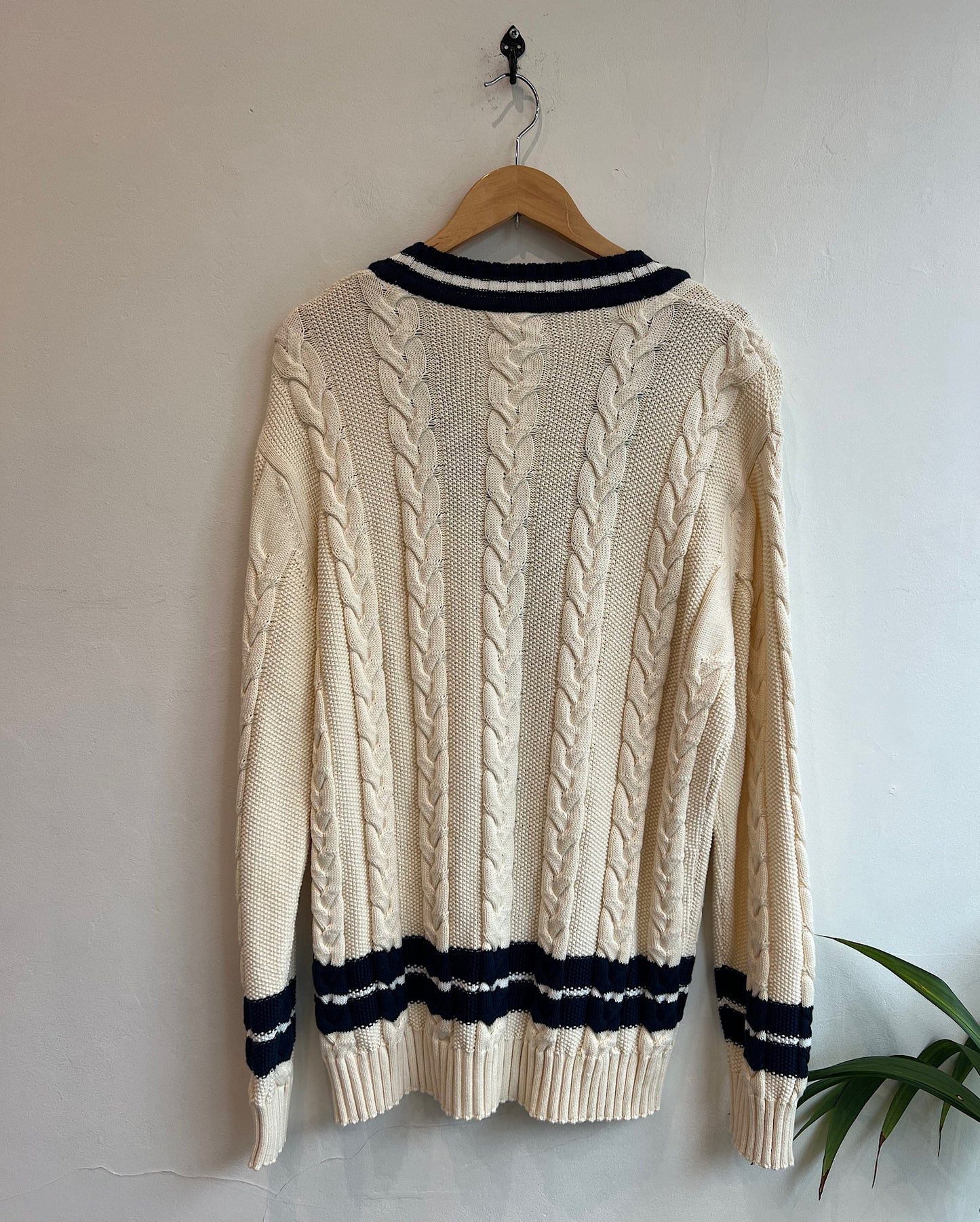 Cream Cable Knit Cardigan ~ Size L