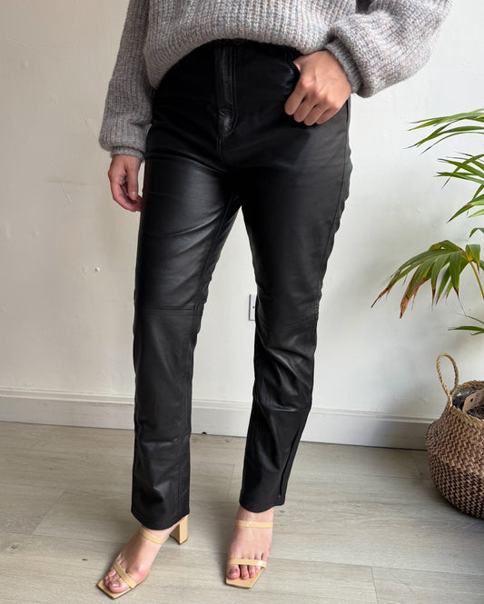 Black Leather Trousers ~ Size 12