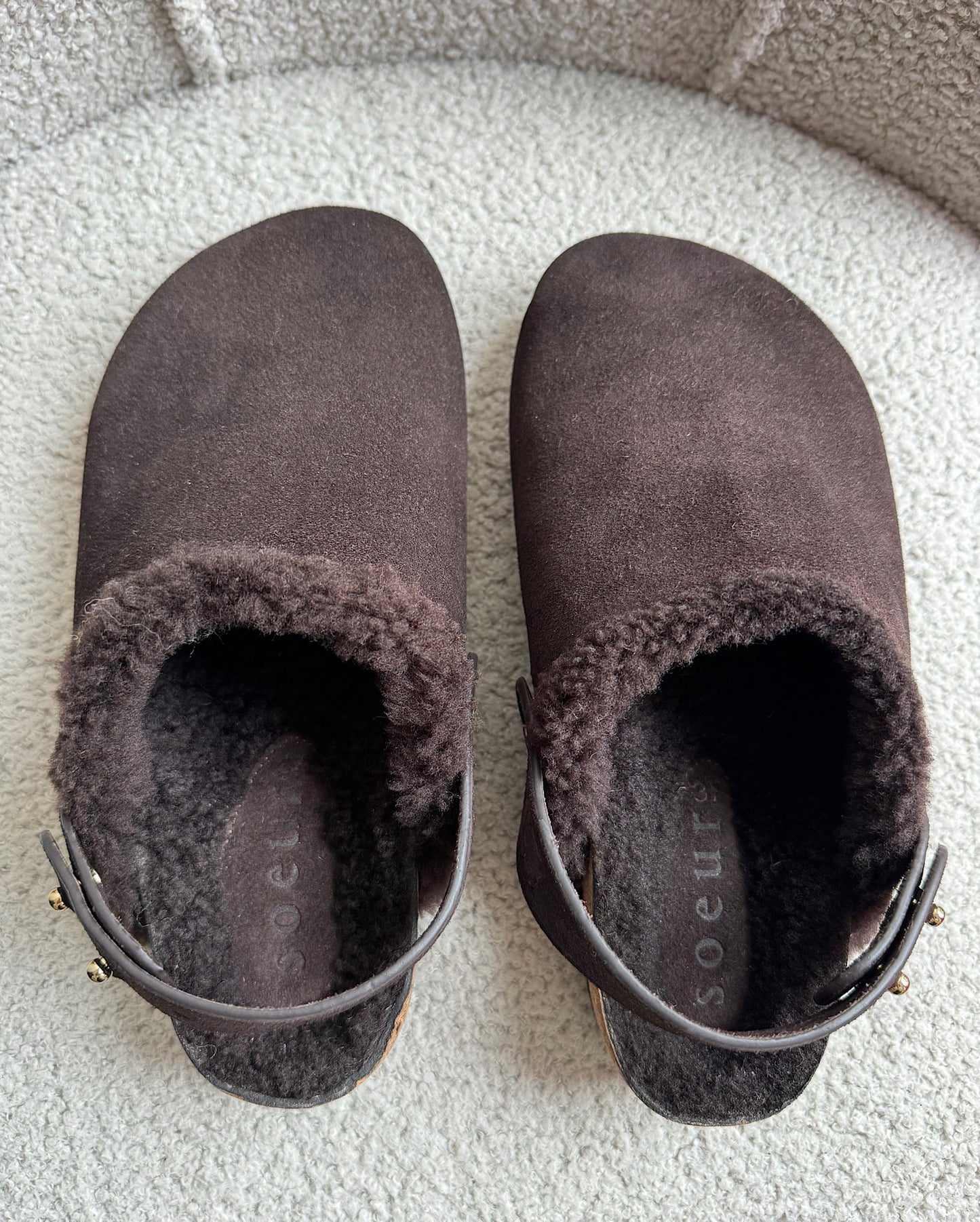 Brown Shearling Sleep Clogs ~ Size 4