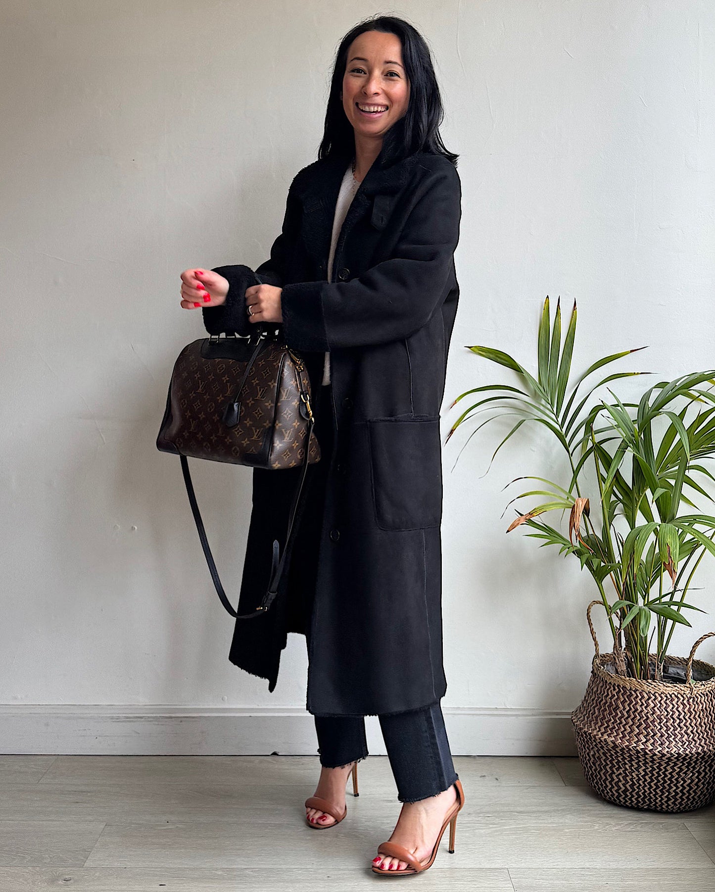 Black Shearling Coat ~ Size 10