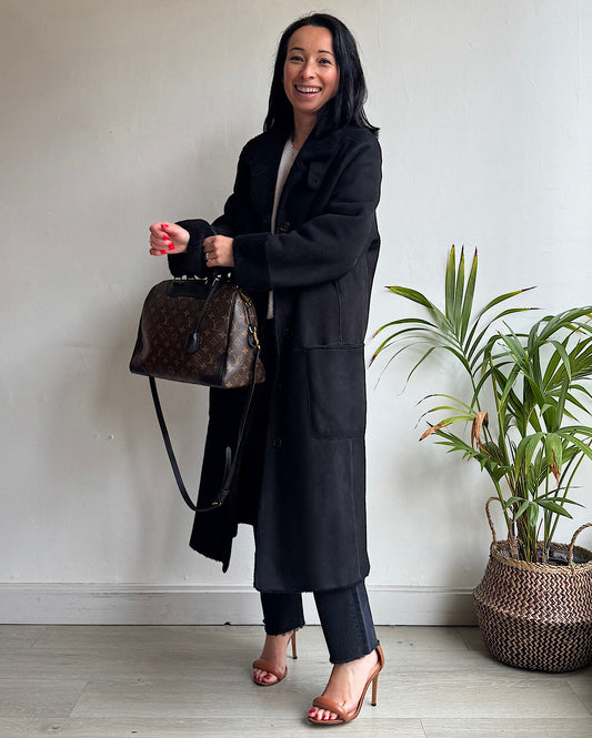 Black Shearling Coat ~ Size 10