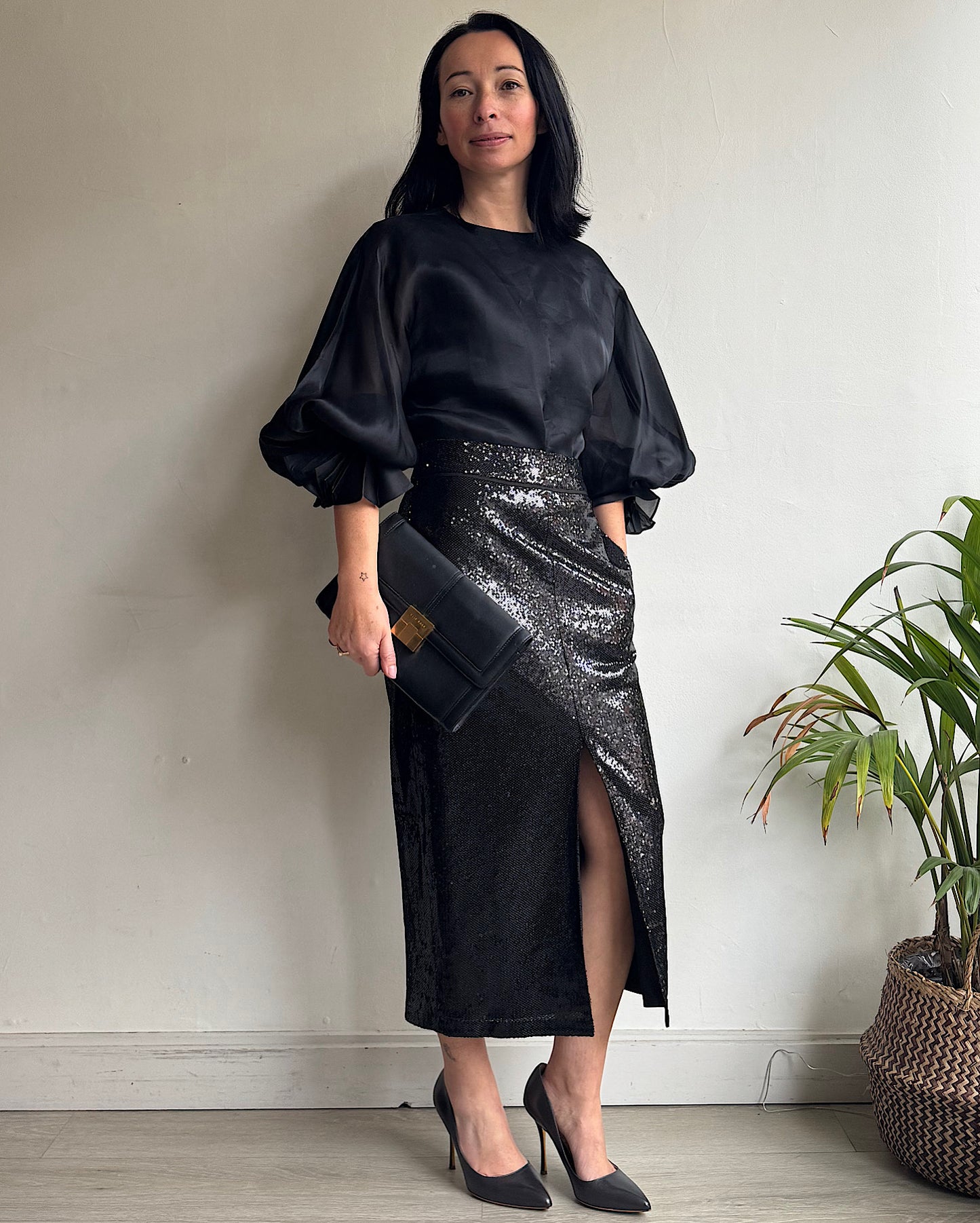 Black Silk Blouse ~ size 10