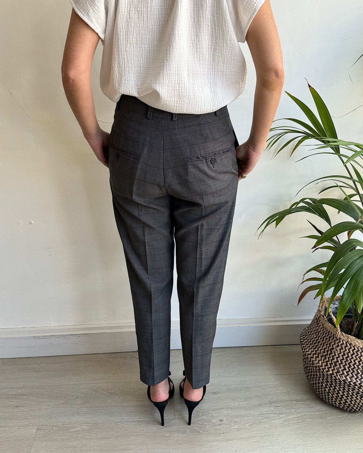 Grey Check Trousers ~ Size 8