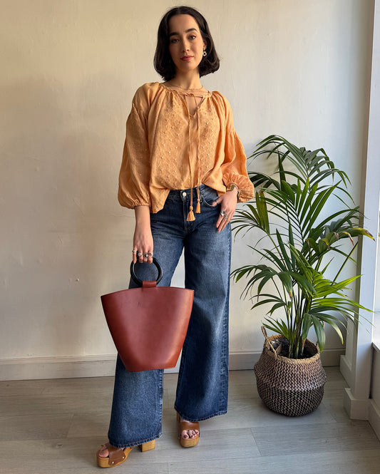 Peach Linen Top ~ Size XS