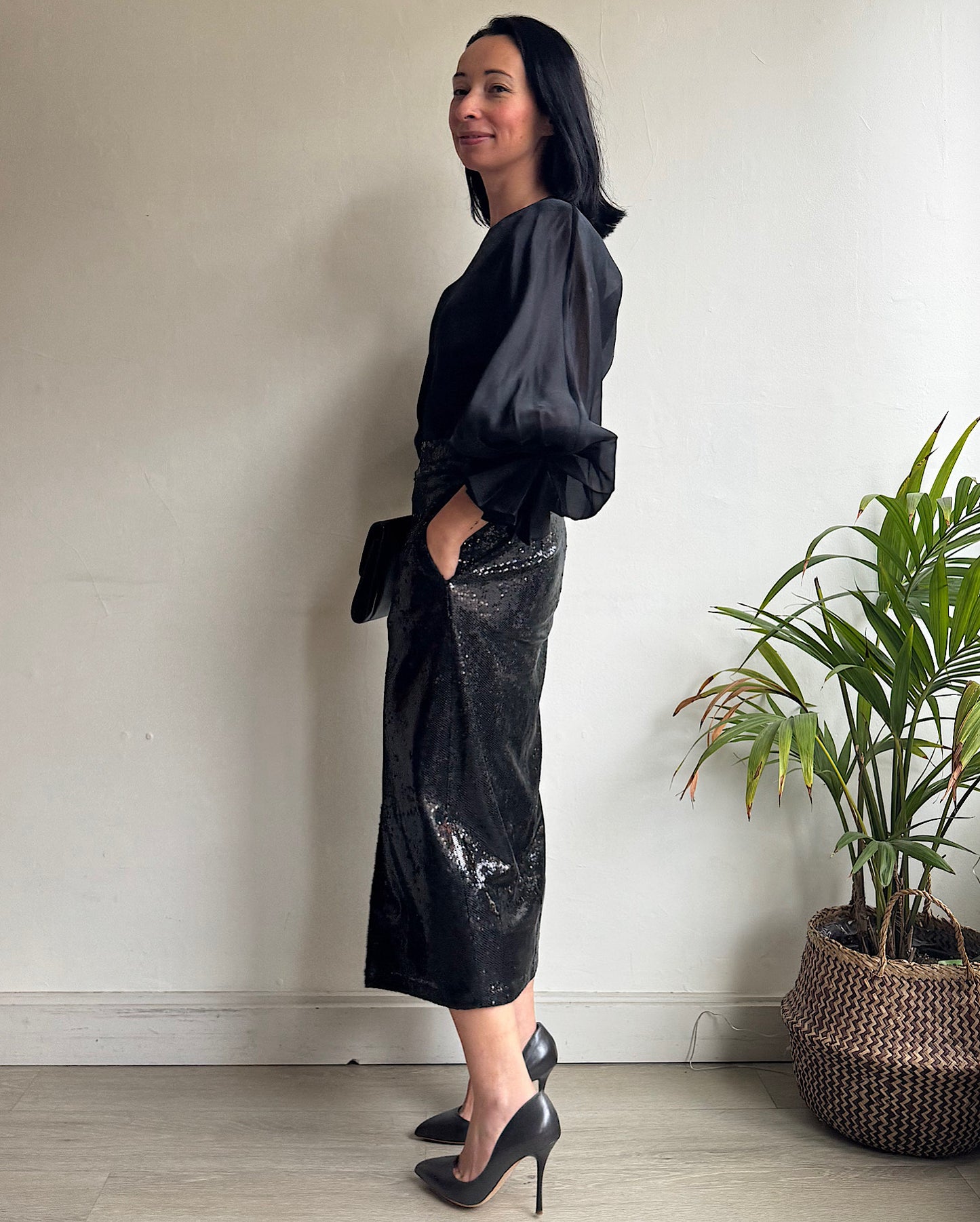 Black Silk Blouse ~ size 10