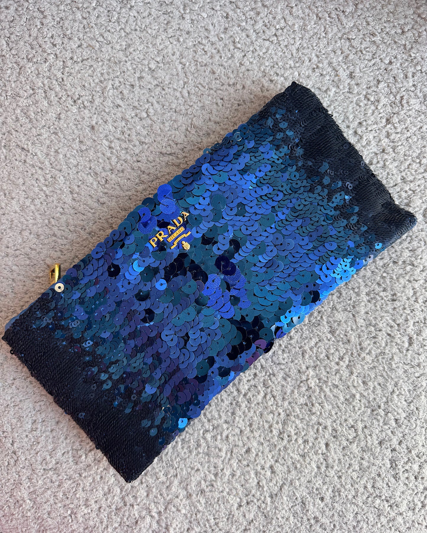 Prada Blue Sequin Clutch