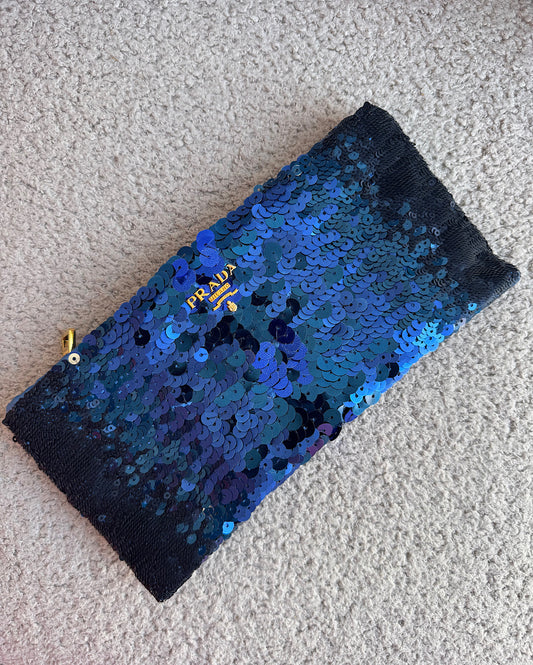 Prada Blue Sequin Clutch