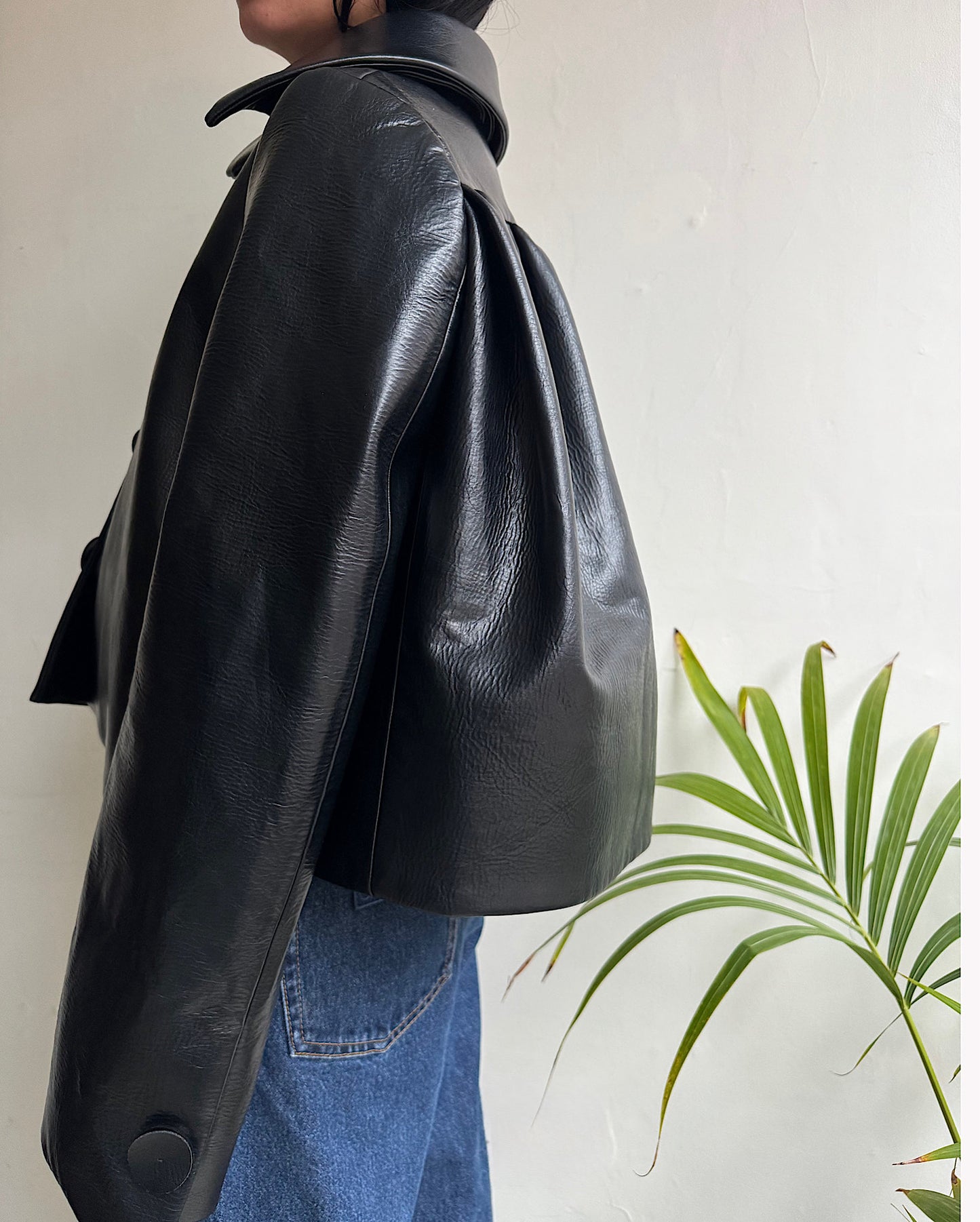 Cropped Leather Jacket ~ Size 10