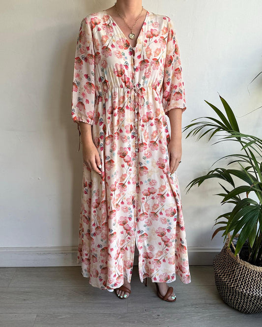 Floral Silk Dress ~ One Size