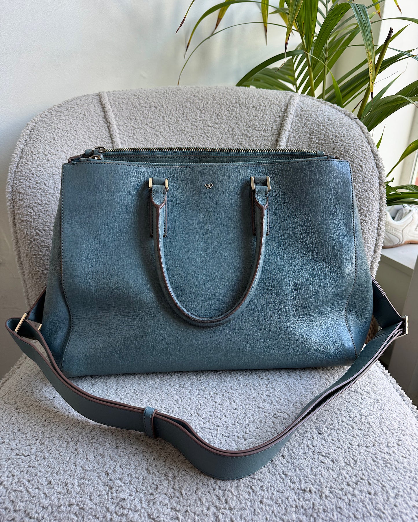 Teal Leather Tote